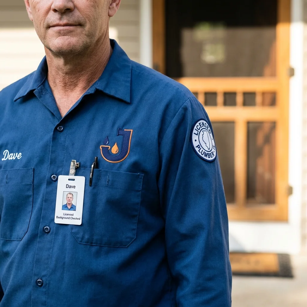 Licensed plumber showing ID badge in Willow Creek, CA