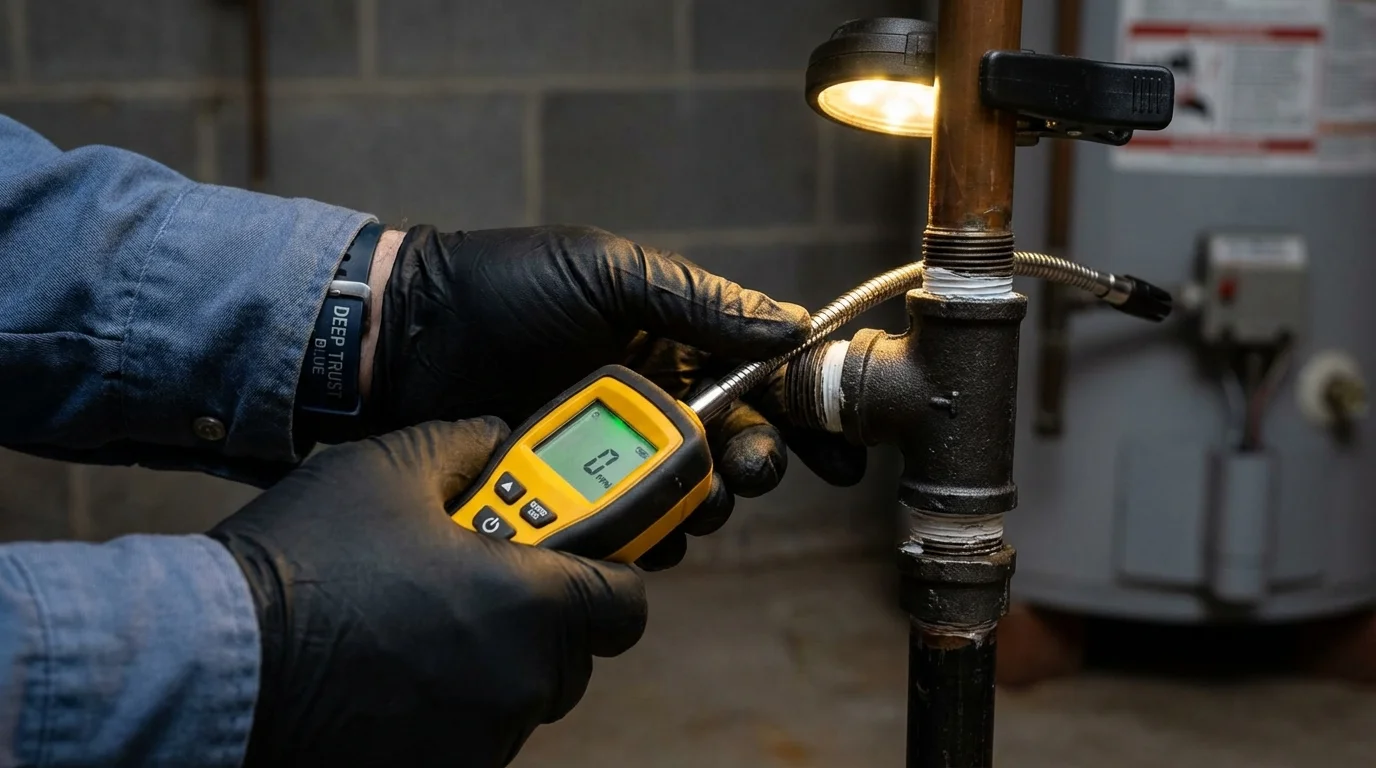 Gas leak detection with electronic sniffer by Johns Plumbing LLC in Willow Creek