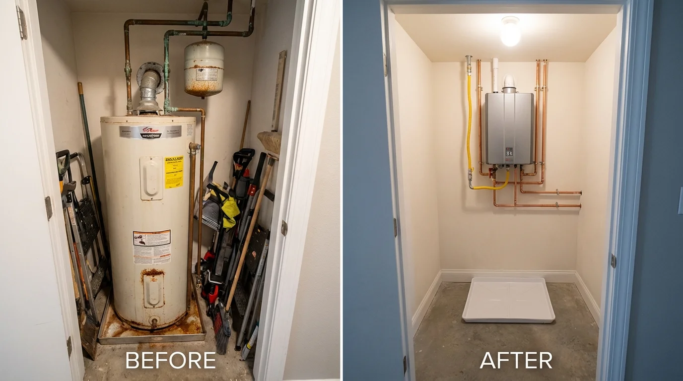 Tank water heater versus wall-mounted tankless unit comparison for Willow Creek, CA homeowners