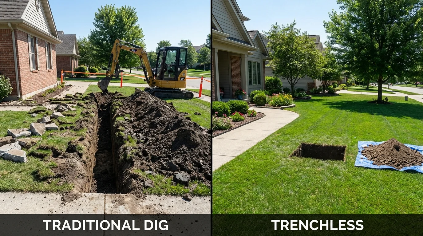 Trenchless sewer repair with minimal yard damage versus traditional excavation in Willow Creek, CA